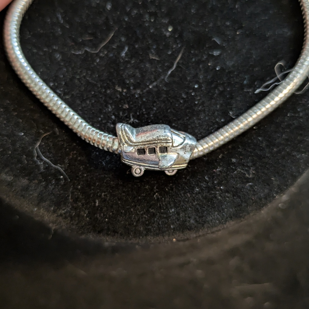 Silver Airplane Bracelet Charm